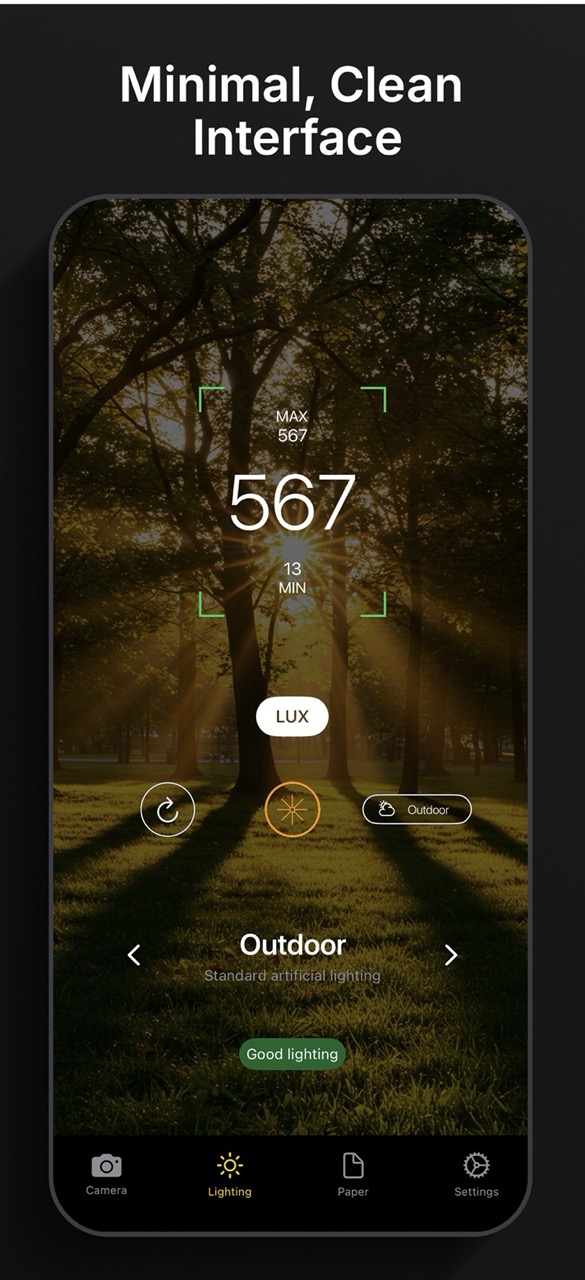 Luxmeter App Interface